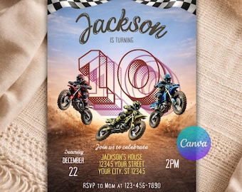 Dirt Bike Birthday Invitation Motocross Party Invite Editable Template Kids Boy Racing Theme Digital Download Motocross Invite B114