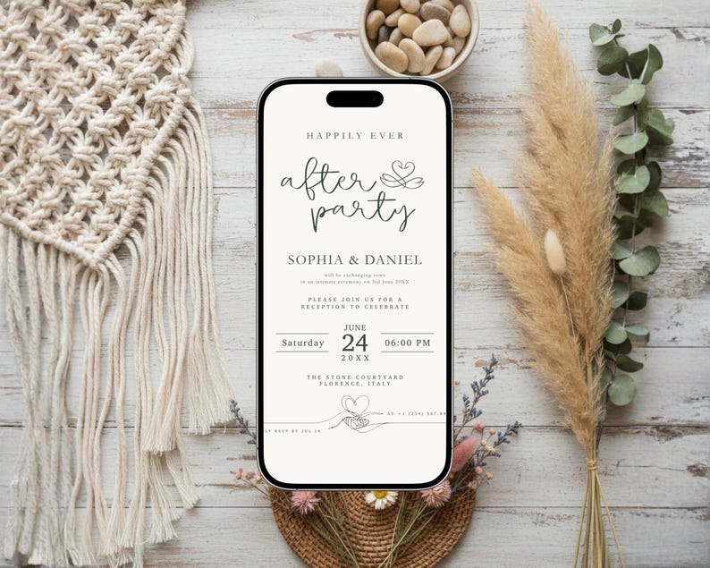 Electronic Wedding Invitation Template Happily Ever After Party Modern