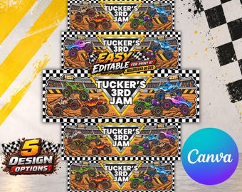 Monster Truck Birthday Banner  Monster Birthday Jam Party Decor  Editable Canva Template (Instant Download) B207