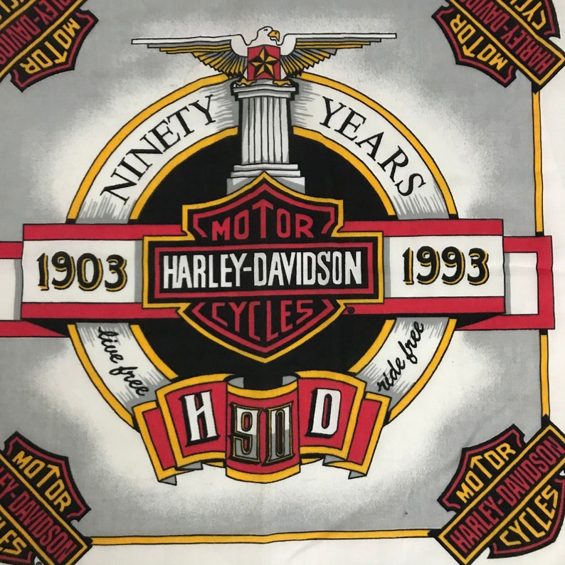 1990s Harley Davidson Bandana 90s Eagle Bold Graphic Bandana Made in USA