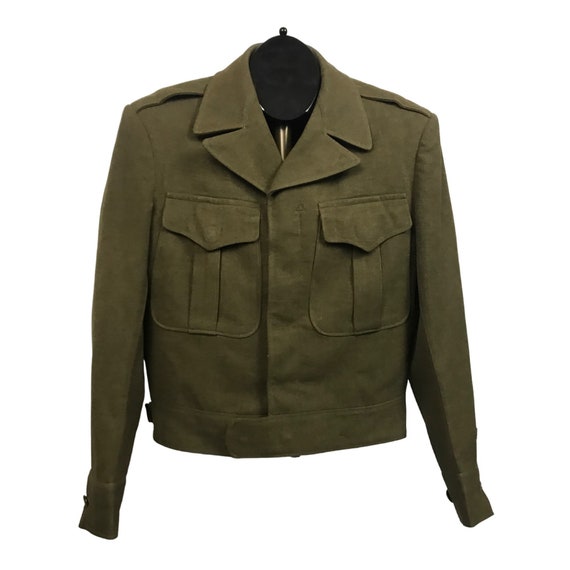 1940s Military Jacket / 40s WWII Era Cropped Butto