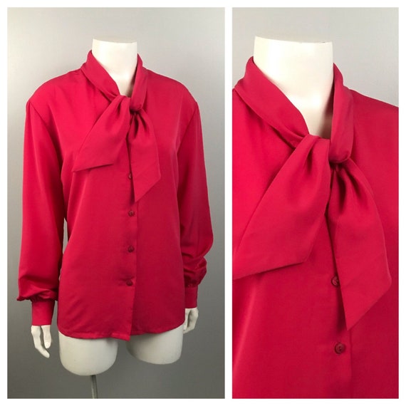 1980s Pink Blouse / Pendleton Button Up Secretary