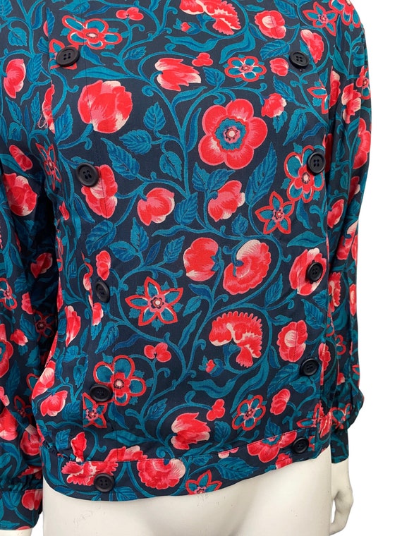 1980s Halston Blouse / 80s Rose Print Novelty Sec… - image 4