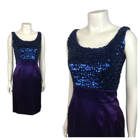 1960s Sleeveless Sexy Dress / 60s Purple Sequin F… - image 7