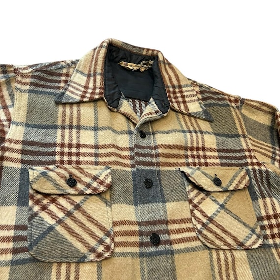 Vintage 1950s Workwear CPO Flannel Plaid Shirt Jacket Sportswear