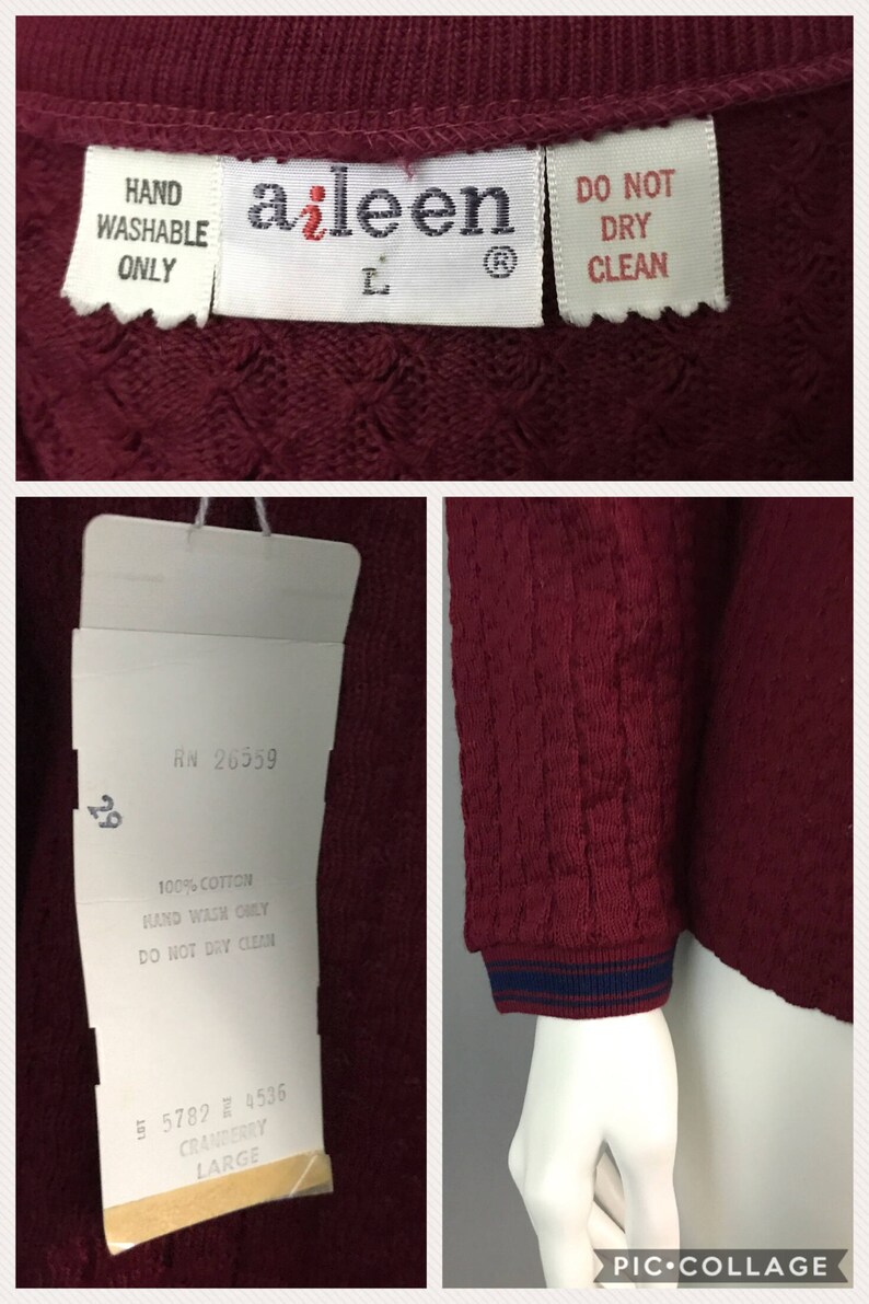 Vintage NOS 1960s Cranberry and Navy Blue Stripe V Neck Vintage NOS 1960s Cranberry and Navy Blue Stripe V Neck