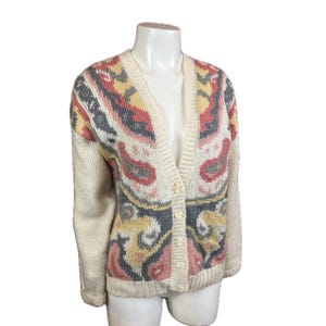 Vintage Pink Knit Mohair Blend Cardigan Sweater / Women’s Small