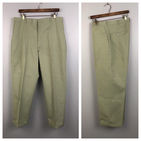 1960s Khaki Pants Slacks / 60s Mod Tapered Slim Fi