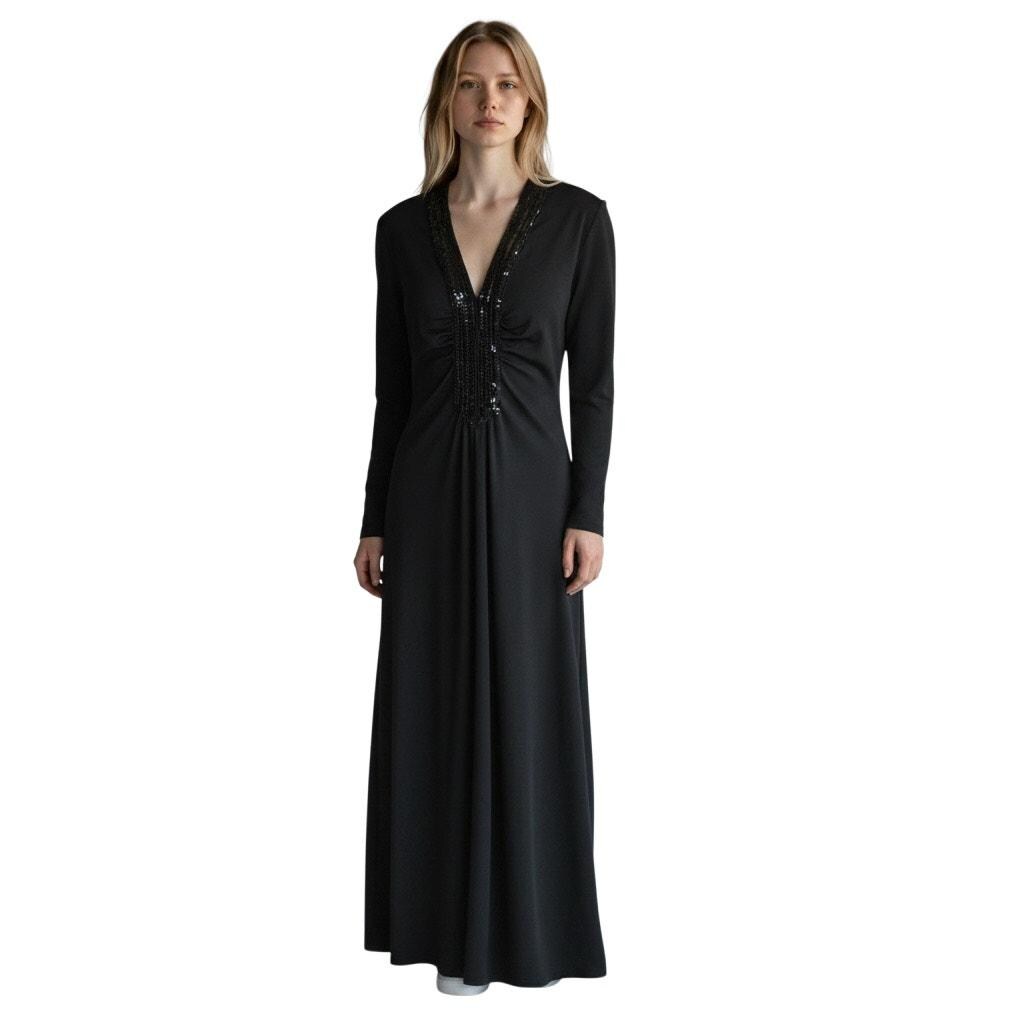 audrey black dress Spring retro 1950 lbd Black jacquard long sleeve wedding guest audrey hepburn dress main image 1