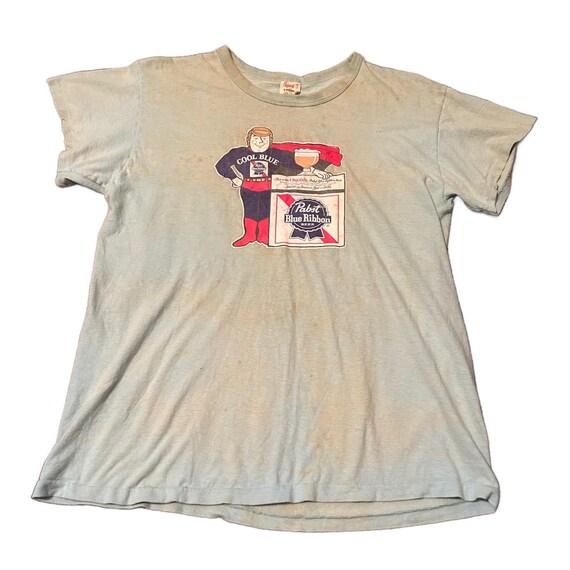 1970s PBR Pabst Blue Ribbon Iron On Single Stitch T A… - Gem