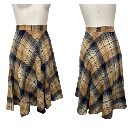 1980s Shadow Plaid 40s Style Full Skirt Rockabill… - image 4