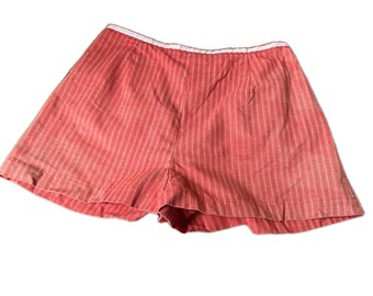 1960s Red White Stripe High Waist Short Shorts / Waist 27 *