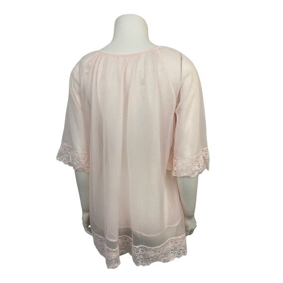 1960s Babydoll Nightgown / Pale Pink Sheer Open F… - image 6