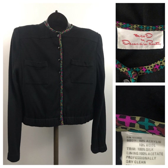 1980s Oscar De La Renta Blouse Top / Designer Bla… - image 1