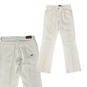 1990er Jahre Y2K Weiße Jeans Baumwolle Denim Gerades Bein Hose / Taille 31 Schrittlänge 31 *