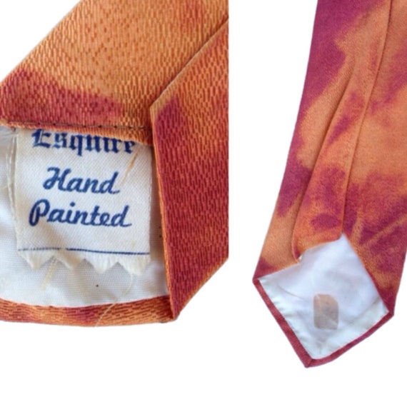 1950s Hand Painted Novelty Print Silk Necktie Wit… - image 4