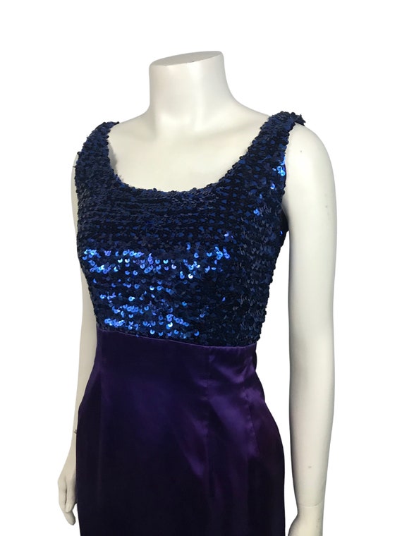 1960s Sleeveless Sexy Dress / 60s Purple Sequin F… - image 2