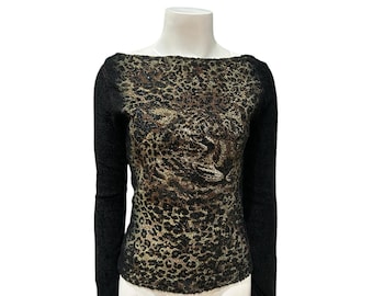 Vintage Y2K Charlotte Russe Sparkle Leopard Print Long Sleeve Sweater / XS -