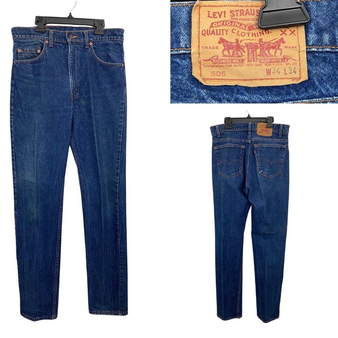 80S VINTAGE USA製　Levi's 505indigo W36L32 VINTAGE LEVIS 505 INDIGO JEANS 1980S SIZE L32 W36 MADE IN