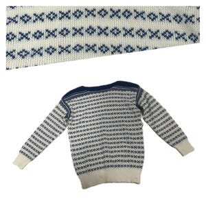 Vintage XO Novelty White Nordic Knit Sweater Pullover / medium