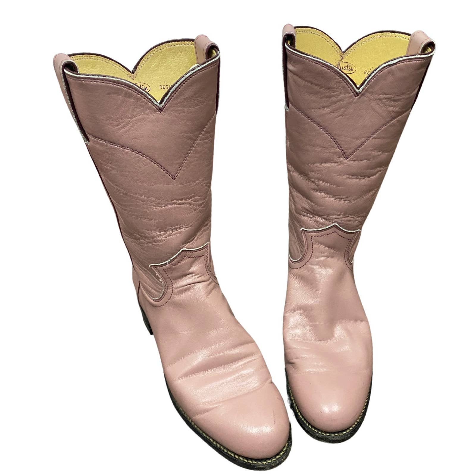 Vintage Justin Blush Pink Leather Western Boots USA Made / Women's 5 Half