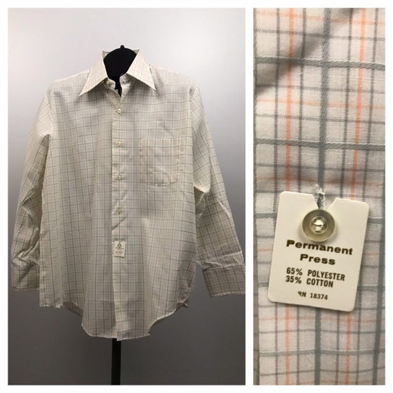 1960s Button Down Shirt / 60s NOS Plaid Checked M… - image 6