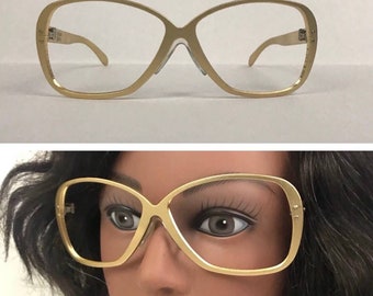 1980s Oversized Gold Aluminum Frames Hip Hop Glasses / Adult Medium *