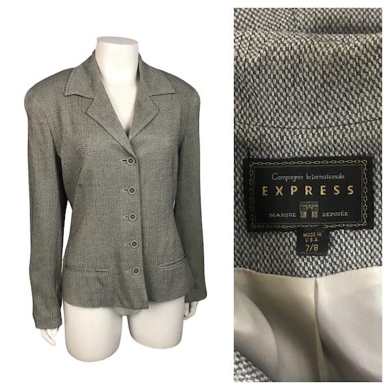 1990s Micro Check Blazer / Express 40s Style 5 Bu… - image 8