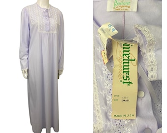 Vintage Soft Purple Nightgown / NOS Long Sleeve Long Soft Nightie / Women’s Small