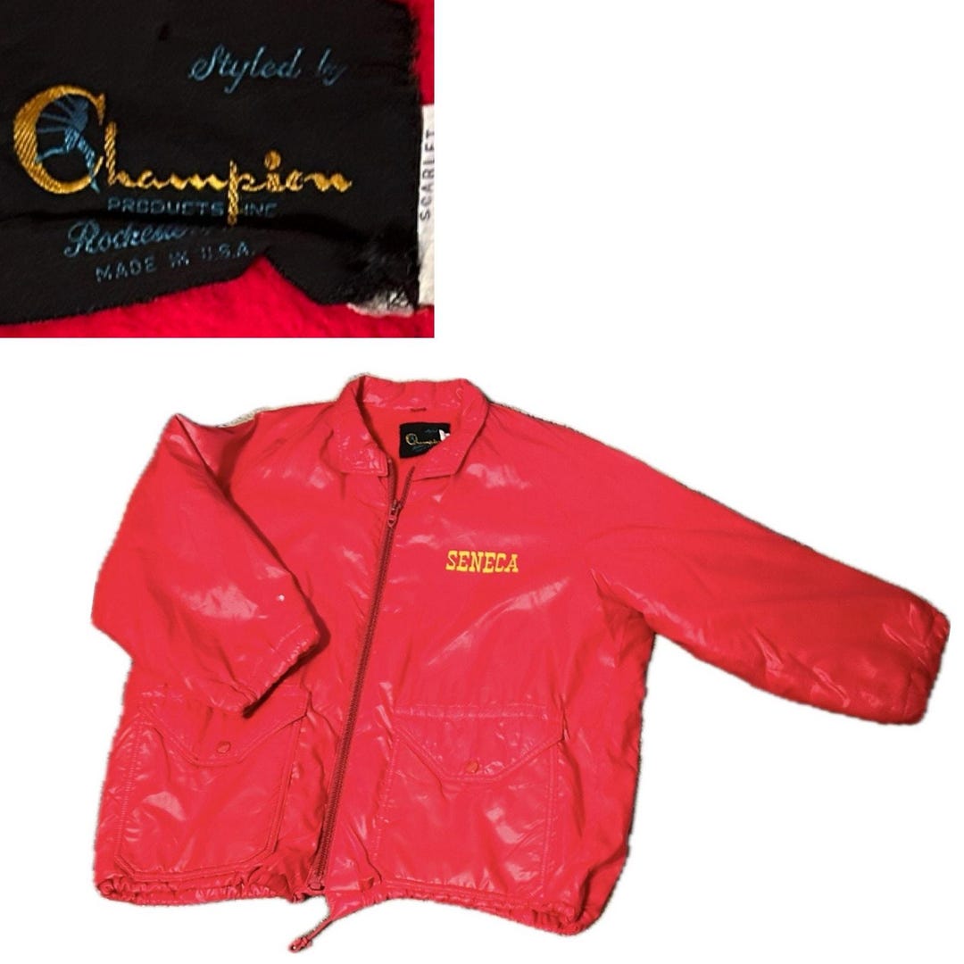 Giacca impermeabile con cerniera effetto bagnato Champion rossa