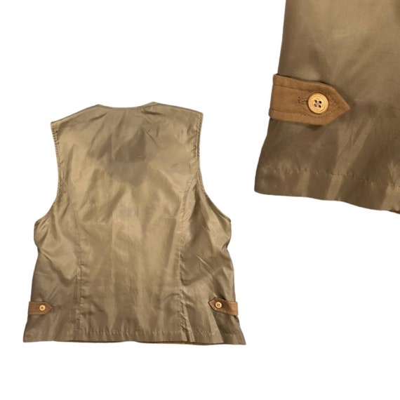 1990s Brown Faux Suede Button Up Oversized Vest S… - image 4