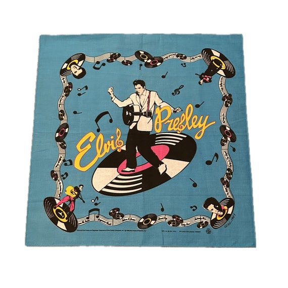 Vintage 1990s Elvis Presley Bandana Scarf / Elvis 