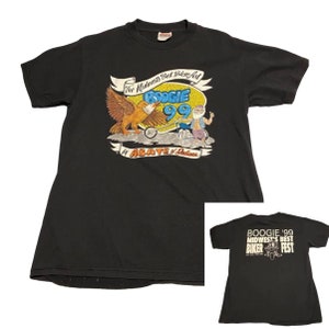 1990s Black Motorcycle Biker Graphic Tee Shirt / Adult Medium *
