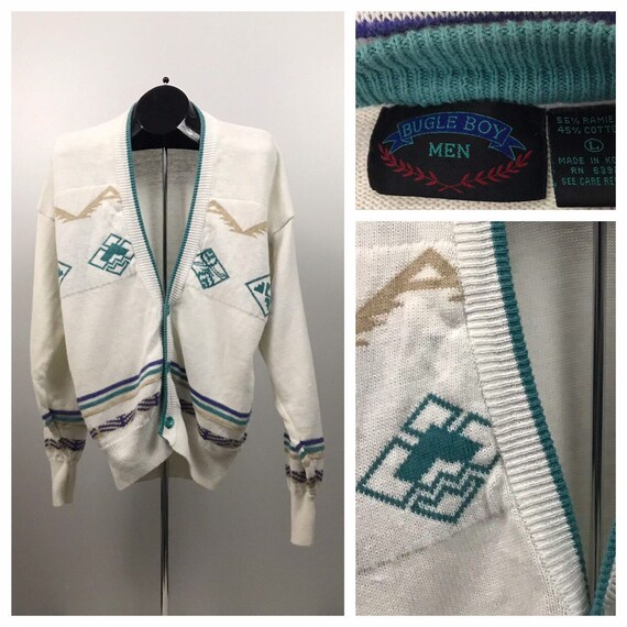 1990s Cardigan Sweater / 90s Southwest Print Overs