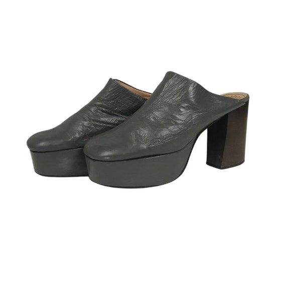 1970s Platform Heel Shoes / 70s Disco Glam Gray Le
