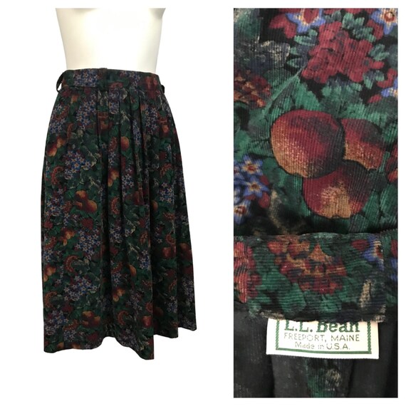 1980s Skirt / LL Bean Cotton Novelty Fruit Print F