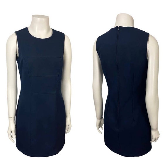 1990s Navy Blue Sleeveless Shift Mini Short Dress… - image 4