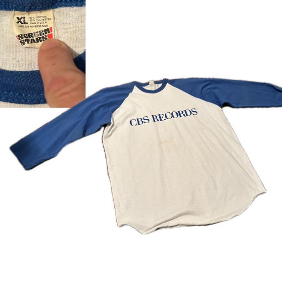 RARE 1980s CBS Records Raglan Single Stitch T Shirt USA Made