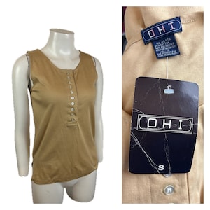 Deadstock 1980s Neutral Beige Tank Top / Women’s Small *