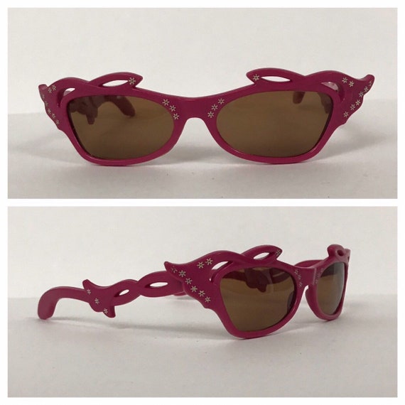 FLOWERS and RHINESTONES CAT EYE SUNGLASSES Retro Hipster Pinup Vintage Style