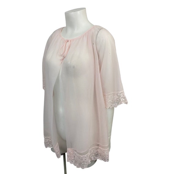 1960s Babydoll Nightgown / Pale Pink Sheer Open F… - image 5