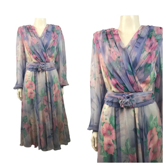 1980s Ursula of Switzerland Floral Dress / 80s Des