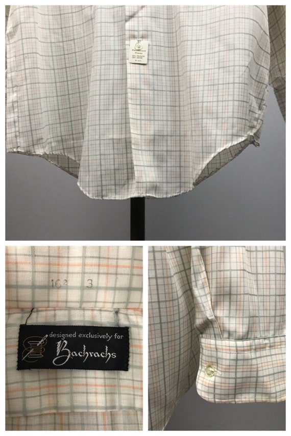 1960s Button Down Shirt / 60s NOS Plaid Checked M… - image 5