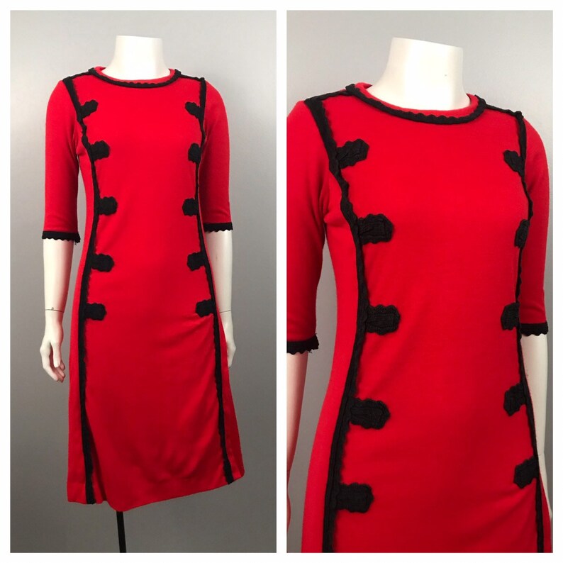 1960s Dress Lilly Pulitzer Red /& Black Embroidery Fitted Dress Women\u2019s XSS