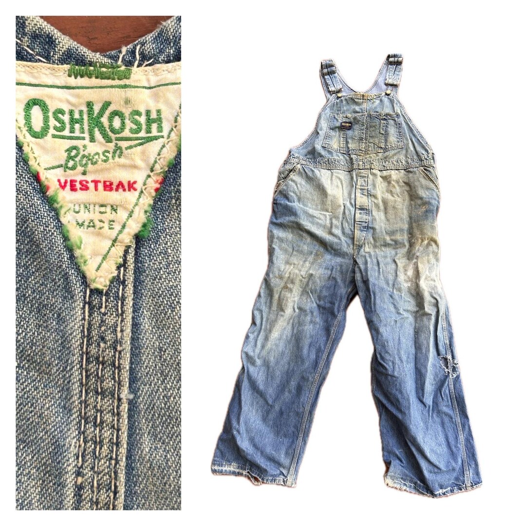 RARE 1950s Oshkosh VESTBAK Denim Overalls Distressed Workwear XL - Etsy