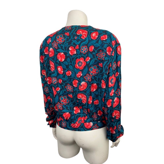 1980s Halston Blouse / 80s Rose Print Novelty Sec… - image 6