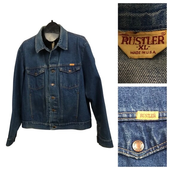 1970s Rustler Jean Jacket / 70s Denim Blue Trucker