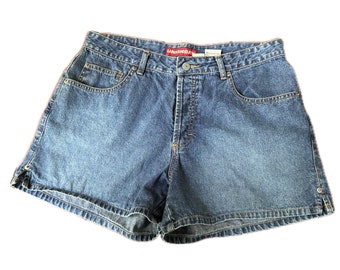 1990er Unionbay Blue Cotton Denim Booty Shorts Daisy Duke / Damen XL *
