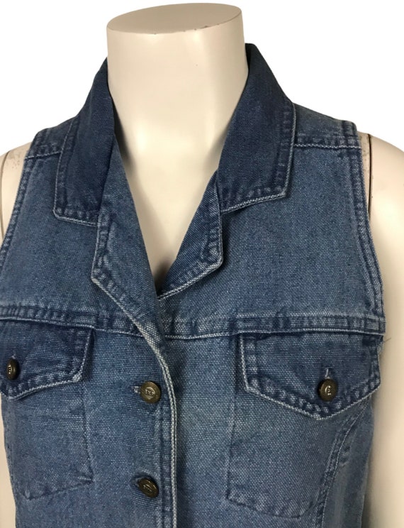 1990s Express Denim Vest / 90s Blue Jean Button U… - image 2