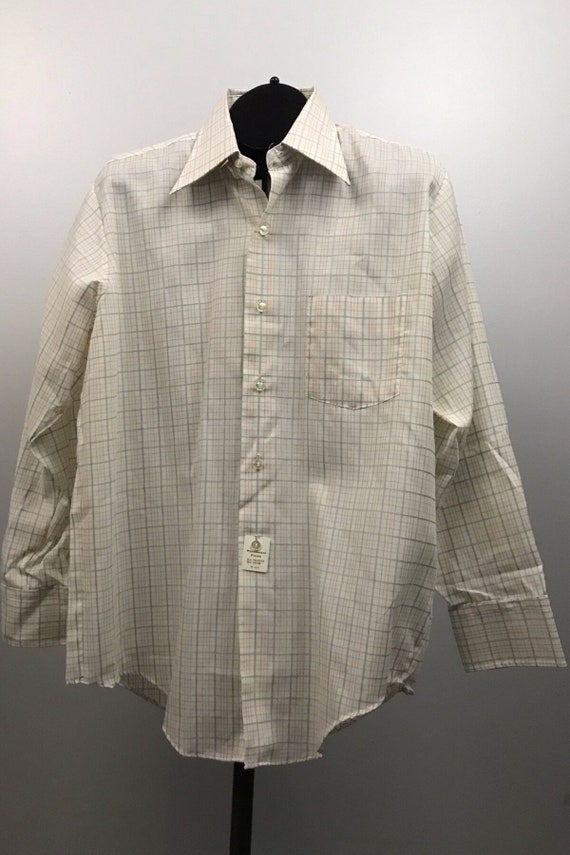 1960s Button Down Shirt / 60s NOS Plaid Checked M… - image 3